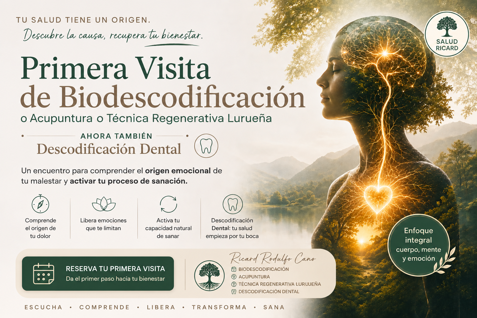 1ª Visita de Biodescodificación, Descodificación dental, Acupuntura o Técnica Regenerativa Lurueña